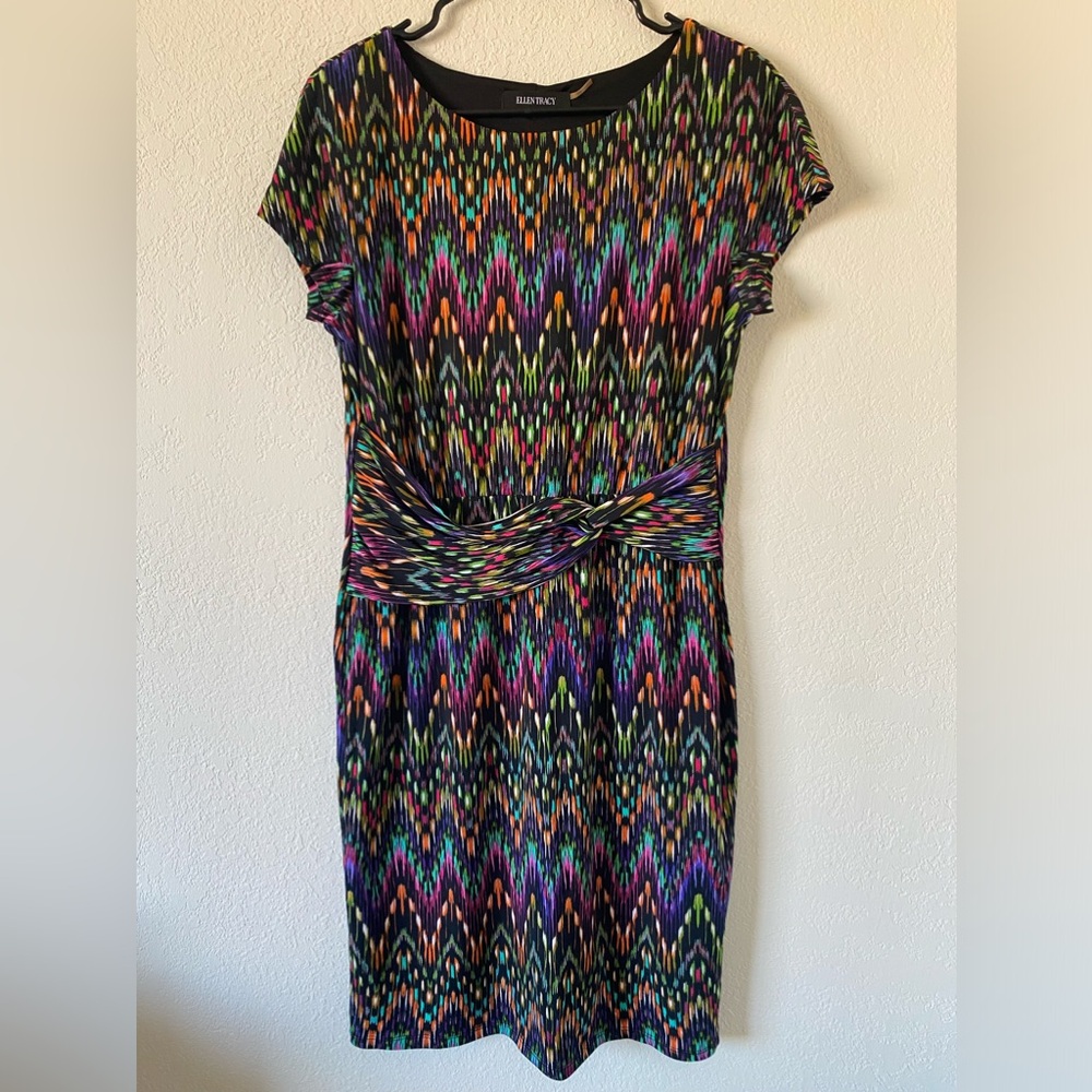 Ellen Tracy Multicolored Sheath Dress Sz 6/8